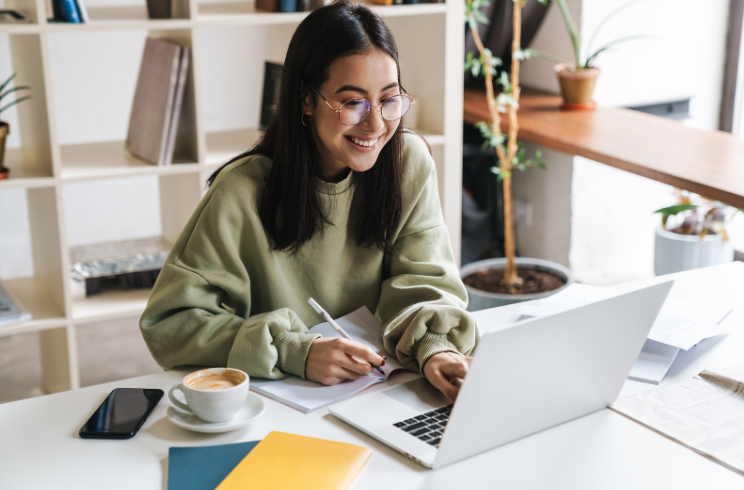 Woman looking at computer